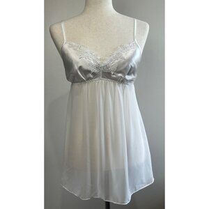 Y2K Gilligan & Omalley Lingerie Camisole Top Womens M White Satin Sheer Coquette